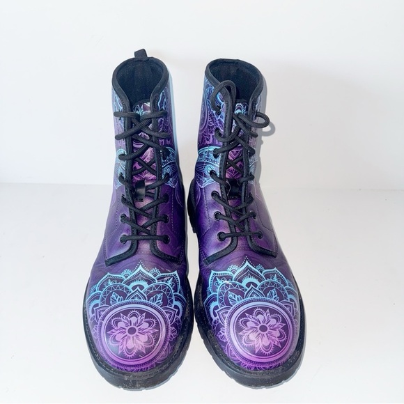 BUTTERFLY PURPLE Combat BOOTS MARTEN Inspired Y2K Moto Women’s Sz 40/9 - Picture 7 of 13